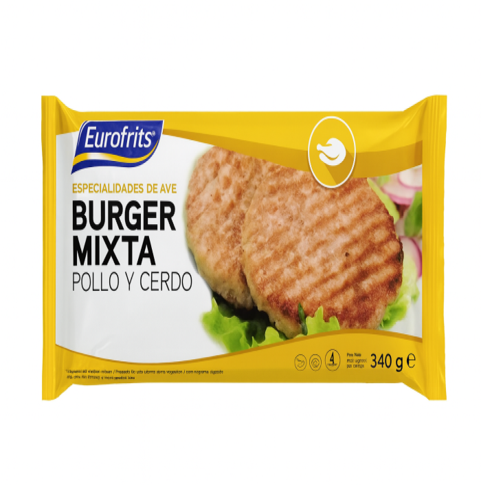 Burger Mixta Pollo/Cerdo (340g) EUROFRITS